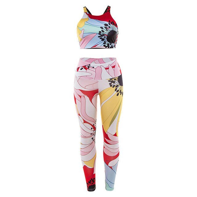 Backless Yoga Set Sport Set Women Print-4