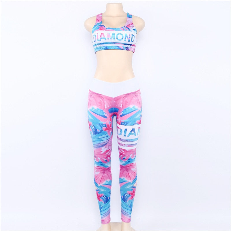 3d Printed Letter Yoga Set Running Sport Set Women Jogging Suits Fitness Clothing Sexy Women 2 Piece Workout Sets-4